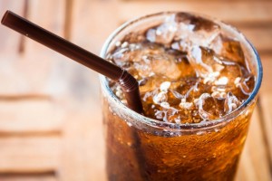 Cold Glass With Cola And Ice Cubes